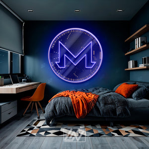 Monero - LED Neon Sign with UV Print, Bedroom neon sign, Crypto neon sign, Neon Lights, Crypto