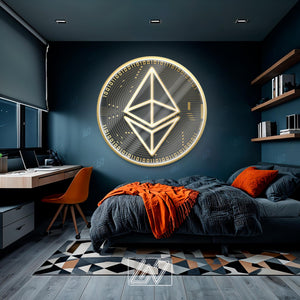 Ethereum - LED Neon Sign with UV Print, Bedroom neon sign, Crypto neon sign, Neon Lights, Crypto