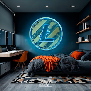 Litecoin- LED Neon Sign with UV Print, Bedroom neon sign, Crypto neon sign, Neon Lights, Crypto