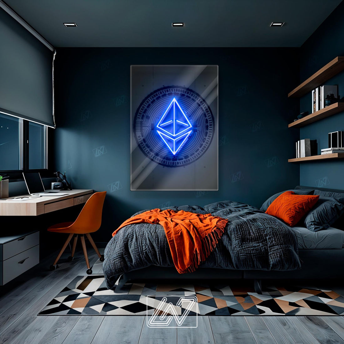 Ethereum - LED Neon Sign with UV Print, Bedroom neon sign, Crypto neon sign, Neon Lights, Crypto