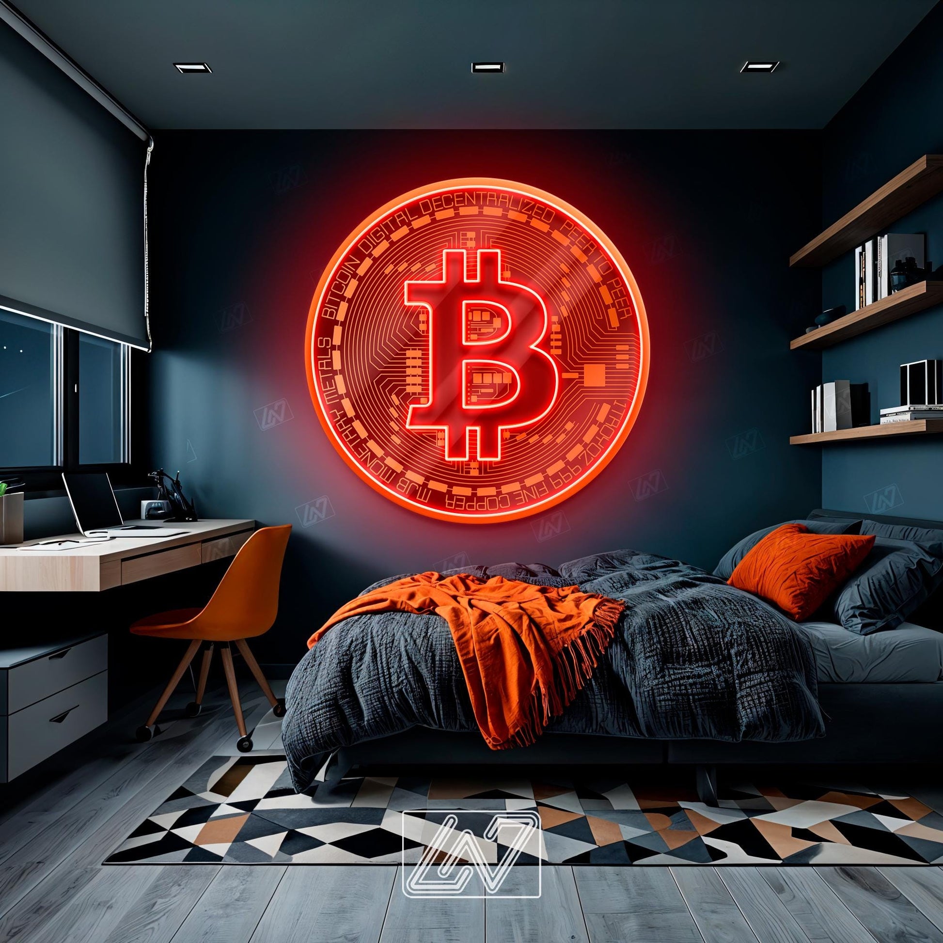 Bitcoin - LED Neon Sign with UV Print, Bedroom neon sign, Crypto neon sign, Neon Lights, Crypto