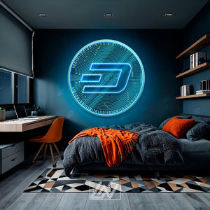 Dash Coin - LED Neon Sign with UV Print, Bedroom neon sign, Crypto neon sign, Neon Lights, Crypto