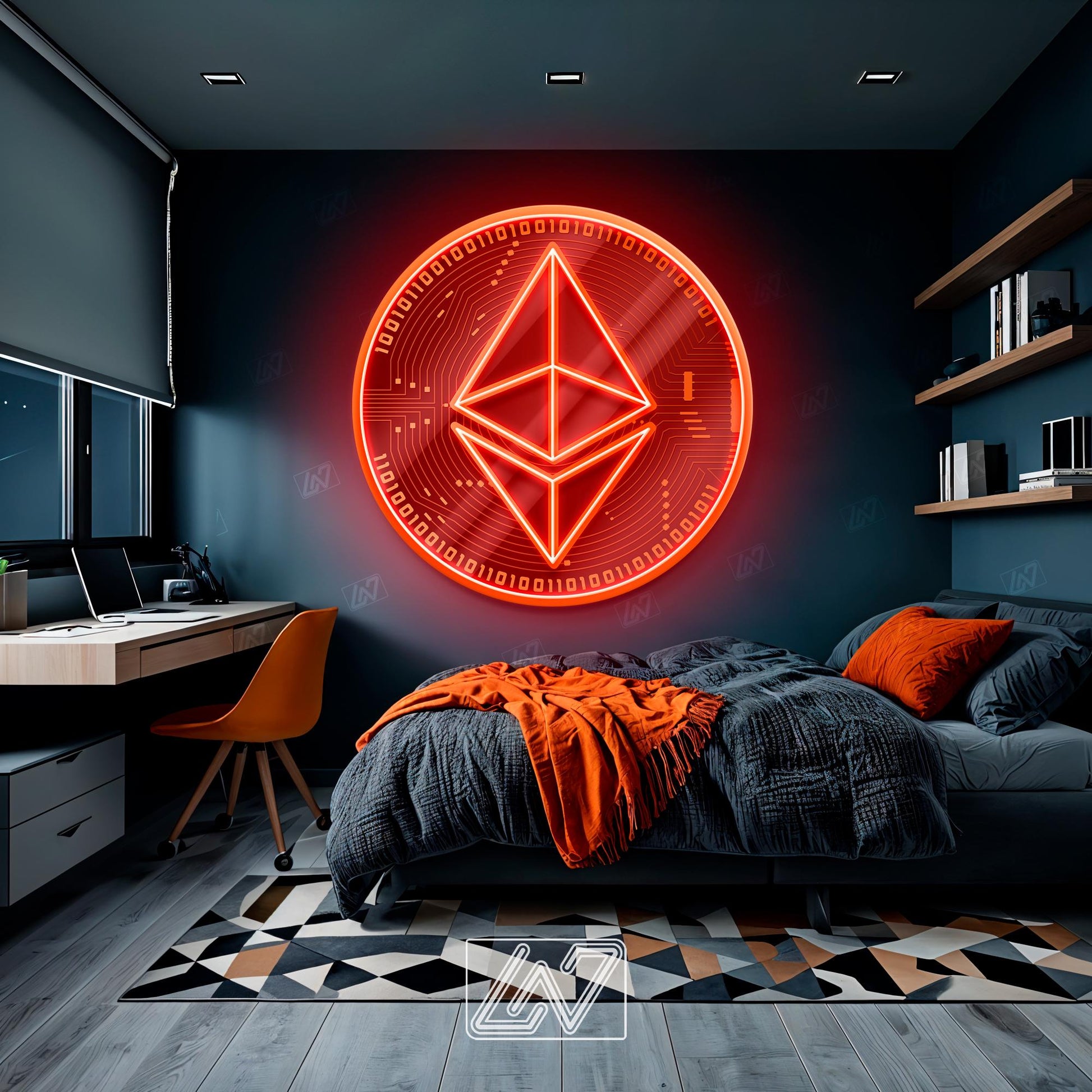 Ethereum - LED Neon Sign with UV Print, Bedroom neon sign, Crypto neon sign, Neon Lights, Crypto