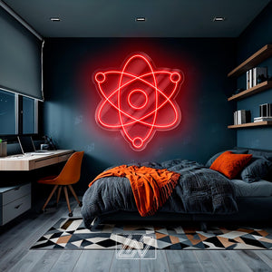 Atom - LED Neon Sign Science Light for Room Decor, Customizable for Labs & Science Enthusiasts,Science-Inspired Decor for Labs, or Offices