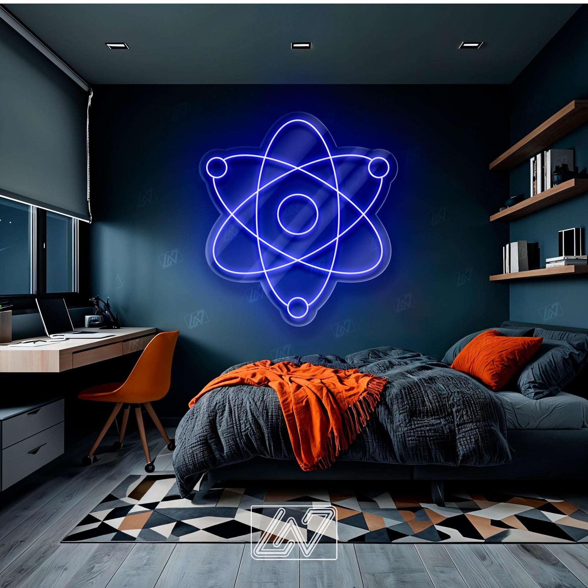 Atom - LED Neon Sign Science Light for Room Decor, Customizable for Labs & Science Enthusiasts,Science-Inspired Decor for Labs, or Offices