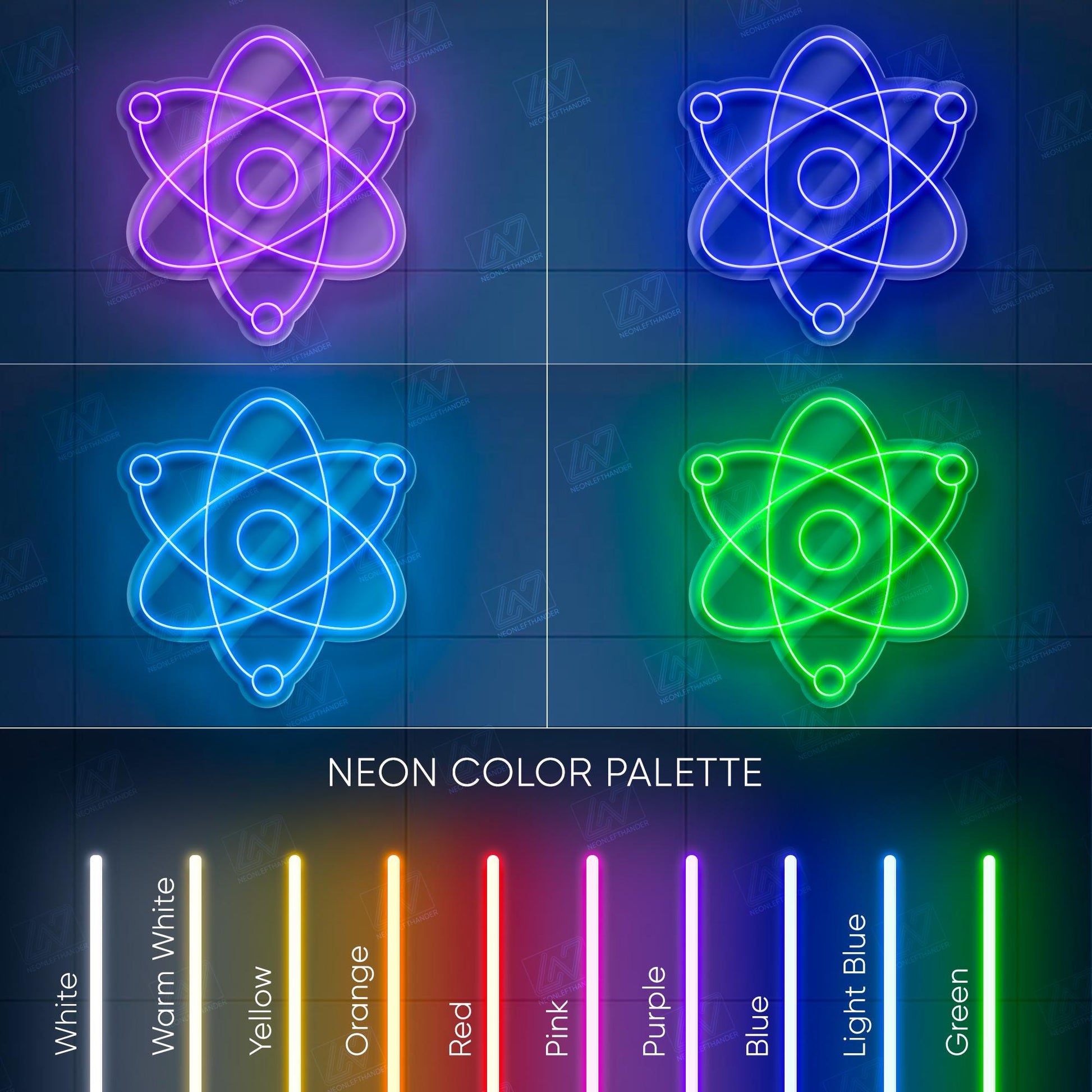 Atom - LED Neon Sign Science Light for Room Decor, Customizable for Labs & Science Enthusiasts,Science-Inspired Decor for Labs, or Offices