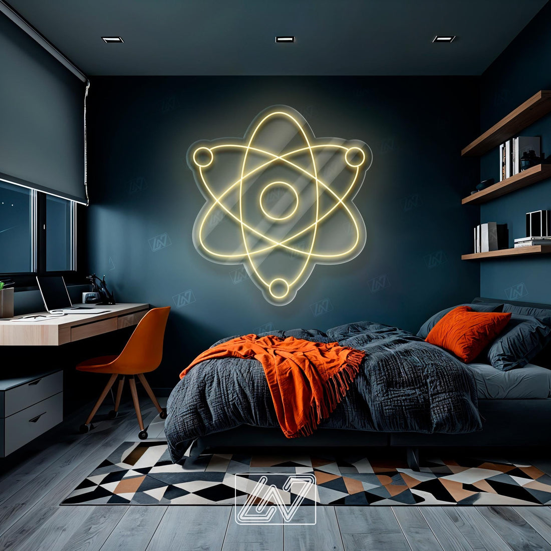 Atom - LED Neon Sign Science Light for Room Decor, Customizable for Labs & Science Enthusiasts,Science-Inspired Decor for Labs, or Offices