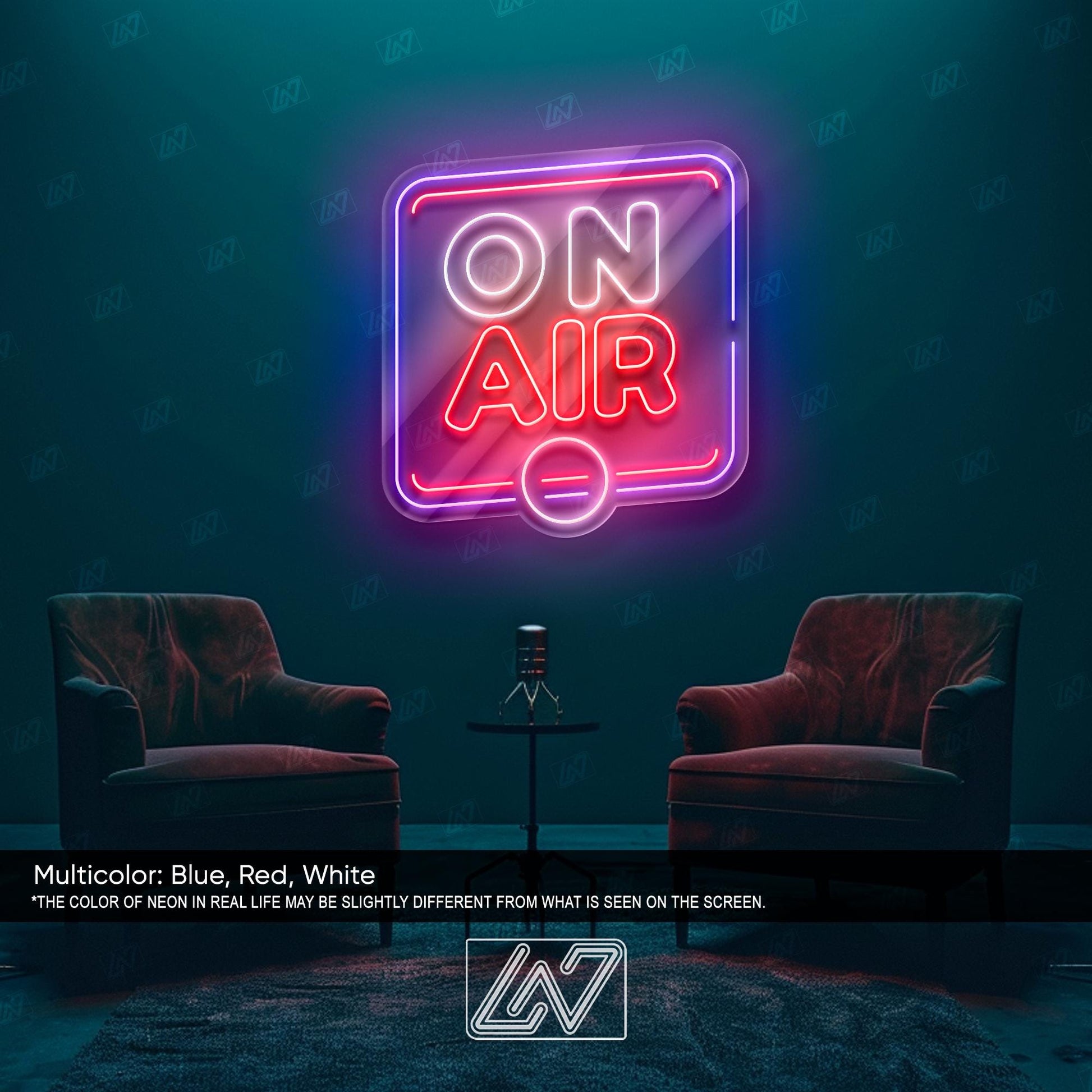 On Air - LED Neon Sign, Studio Recording Light, Live Streaming Sign, Podcast Room Decor, Radio Station Neon, Gamer Room Light,Cool Desk Sign