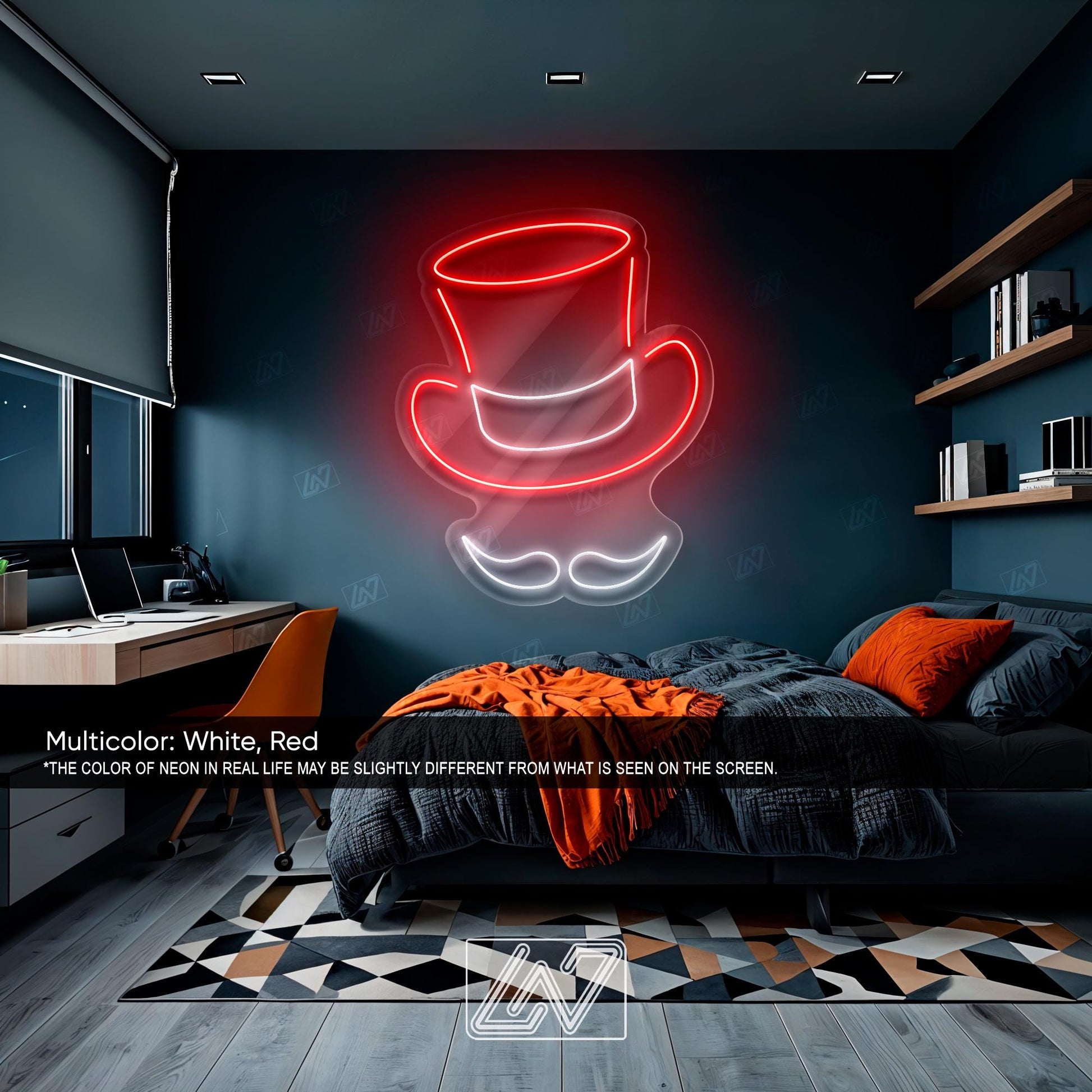 Gentleman's Hat - LED Neon Sign,Stylish LED Wall Light, Vintage Fedora Neon Art, Classy Barbershop Decor, Dapper Man Cave Sign,Retro Hat LED