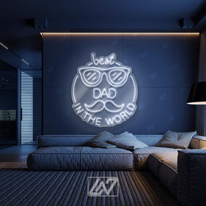 Best Dad In The World - LED Neon Sign, LED Gift for Fathers, Man Cave & Home Decor, Perfect Father's Day Gift, Dad Room Decor, Gift for Dad