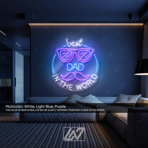 Best Dad In The World - LED Neon Sign, LED Gift for Fathers, Man Cave & Home Decor, Perfect Father's Day Gift, Dad Room Decor, Gift for Dad