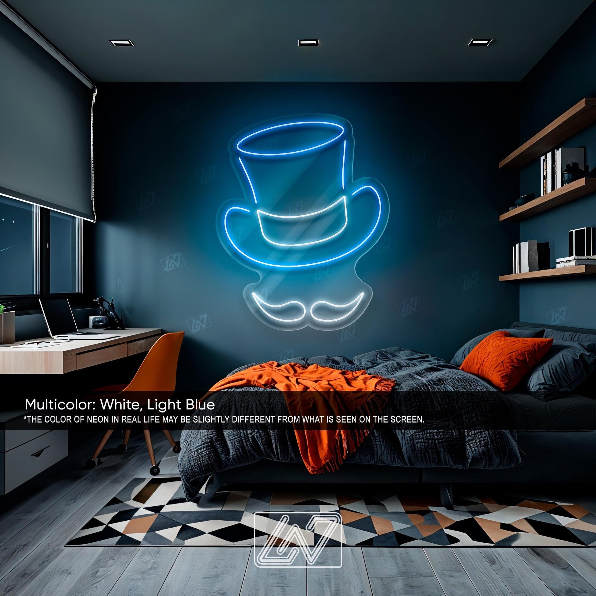 Gentleman's Hat - LED Neon Sign,Stylish LED Wall Light, Vintage Fedora Neon Art, Classy Barbershop Decor, Dapper Man Cave Sign,Retro Hat LED