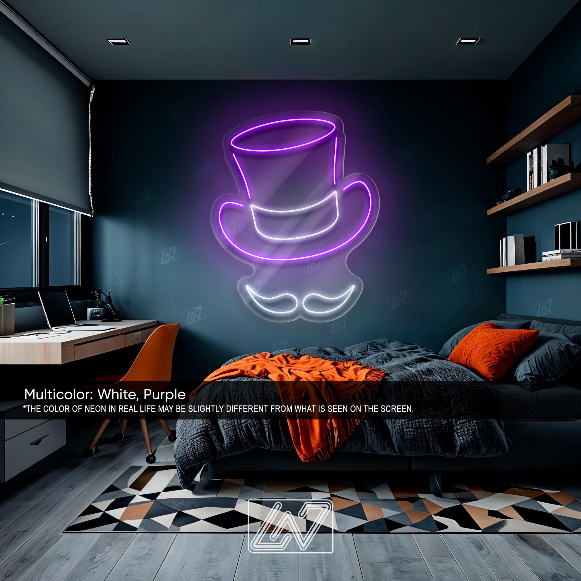 Gentleman's Hat - LED Neon Sign,Stylish LED Wall Light, Vintage Fedora Neon Art, Classy Barbershop Decor, Dapper Man Cave Sign,Retro Hat LED