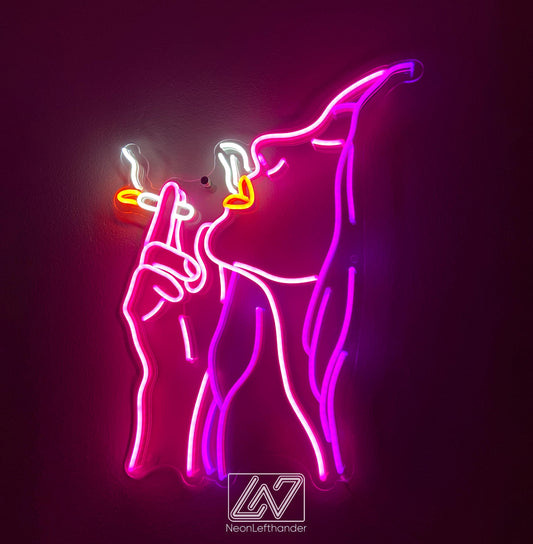 Smoking Girl - LED Neon Sign, Custom Sexy Woman, Smoking Girl Led Signs, Smoking Girl Neon Signs, Woman With a Cigarette