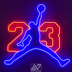 Jordan 23 - LED Neon Sign, Tennis Player Wall Decor, Sport Led Neon Sign, Decor for Kids Room, Sport Signs