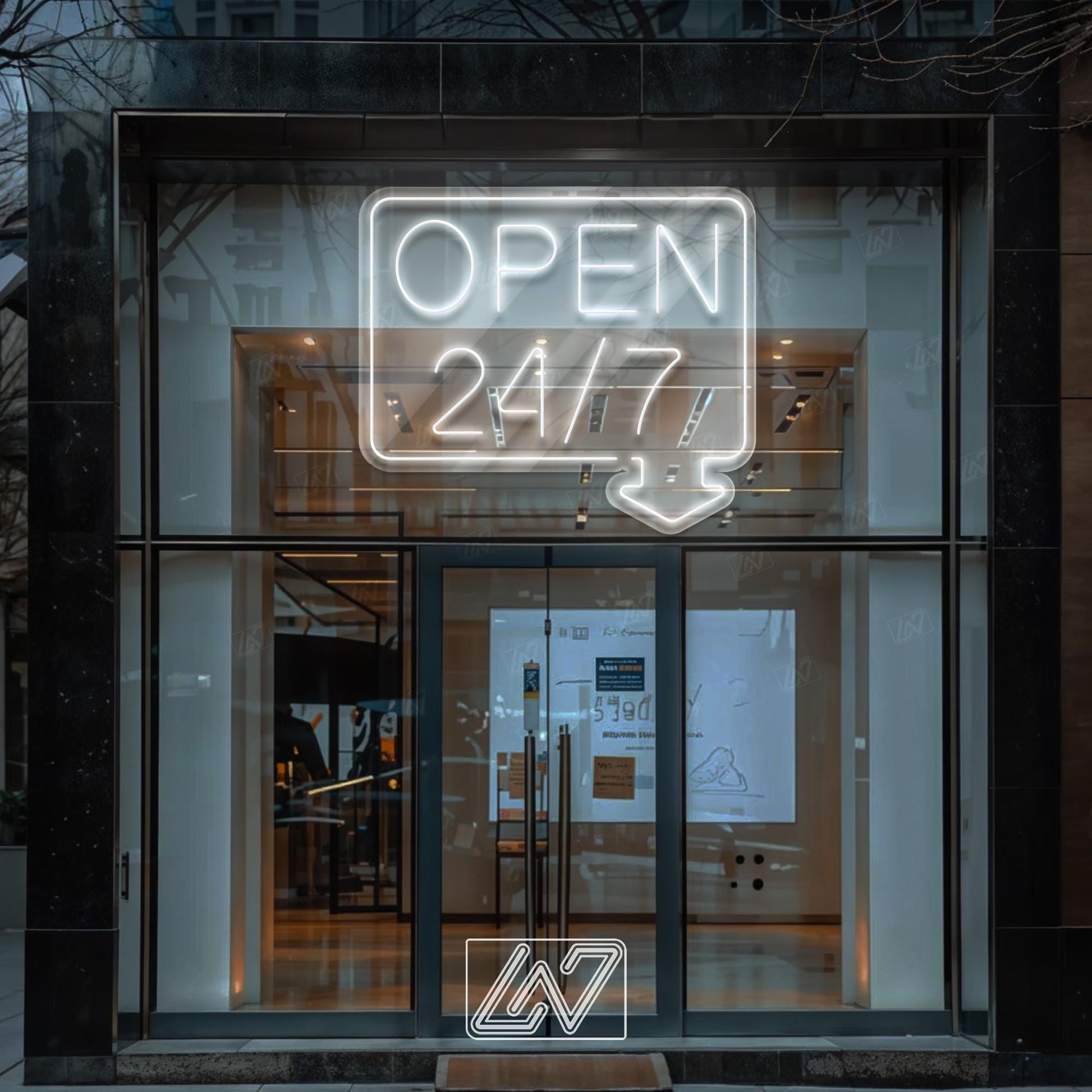 Open 24/7 - LED Neon Light, Bright Business Storefront Sign, Shop Window Neon Display, Barber Cafe Bar LED Sign,Eye-Catching Open Light