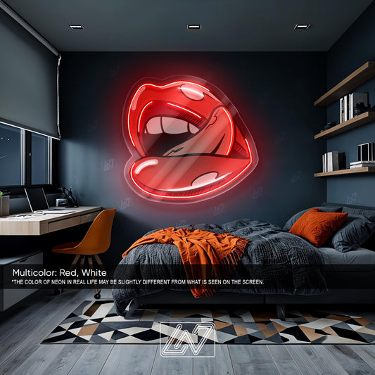 Sexy Lip - LED Neon Sign, Wall Decor, Wall Sign, Neon Lights, Kiss Lips Neon Light, Kiss Neon Sign, Lips Neon Sign