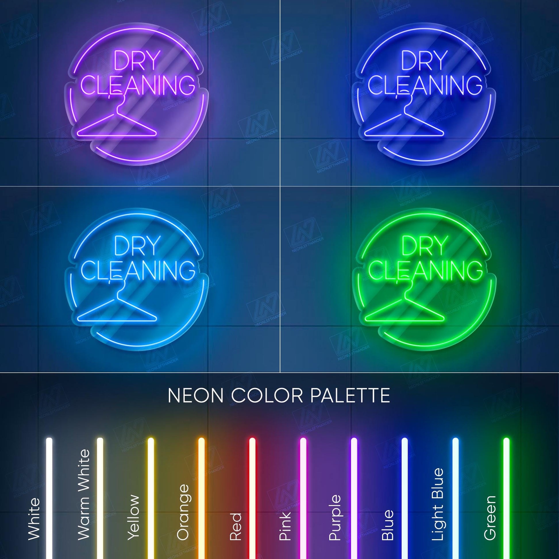 Dry Cleaning Neon Sign LED Light, Bright Laundry Service Wall Decor, Clothing Care Shop Window Sign, Modern Dry Cleaning Store LED Art