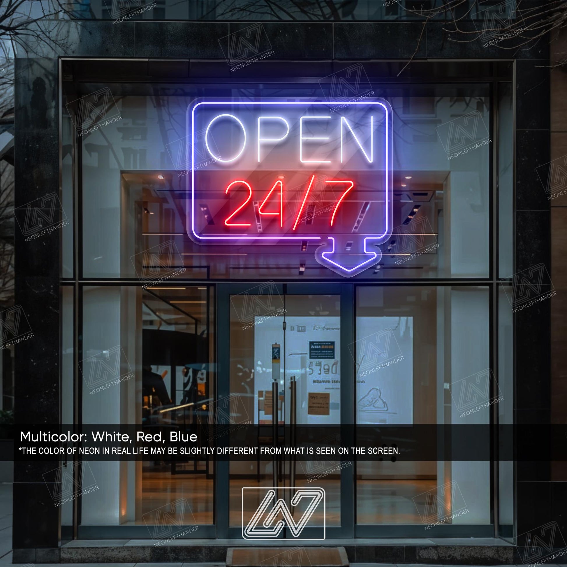 Open 24/7 - LED Neon Light, Bright Business Storefront Sign, Shop Window Neon Display, Barber Cafe Bar LED Sign,Eye-Catching Open Light