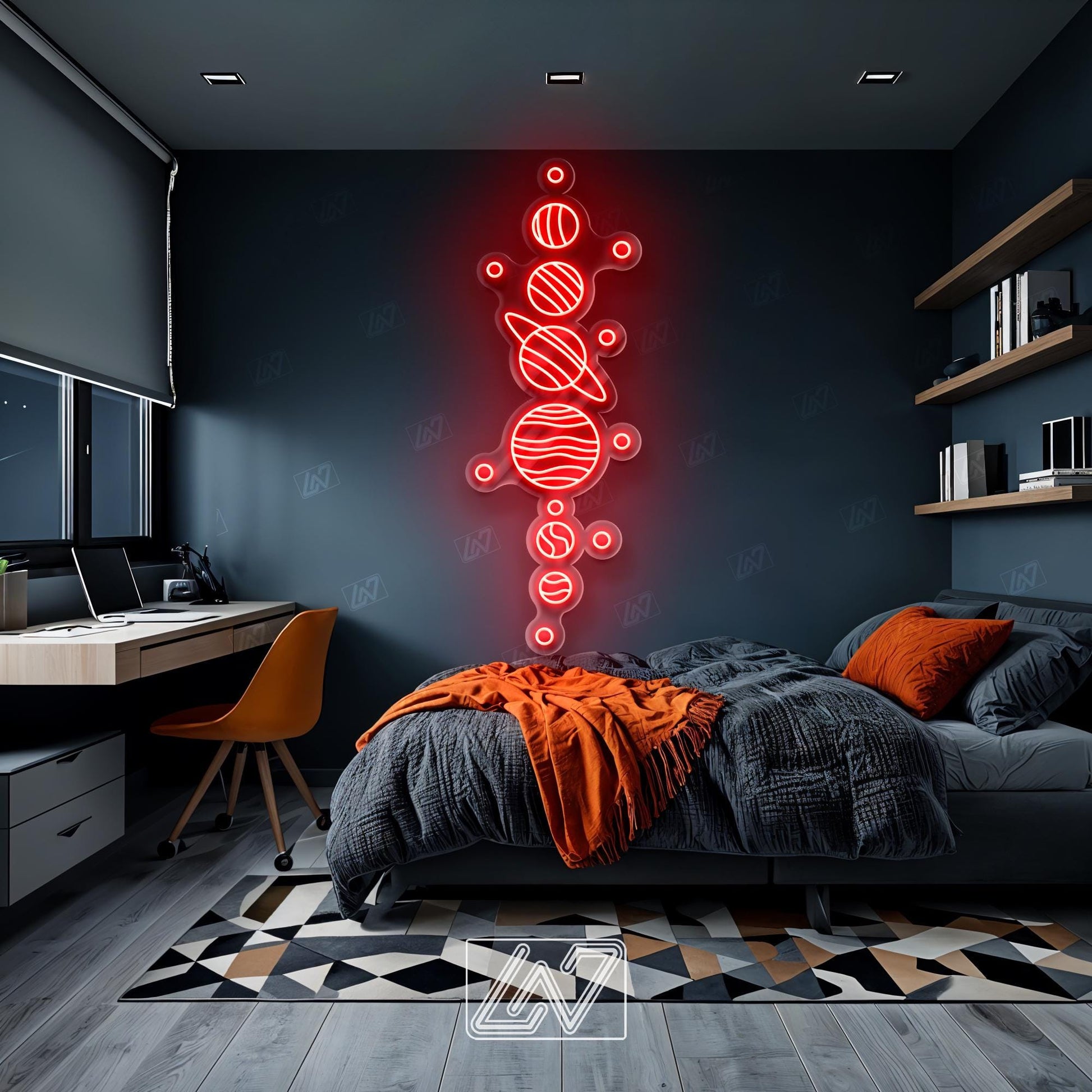 Solar System Neon Sign LED Wall Light, Colorful Planet Space Decor for Kids Room, Astronomy Lover Gift, Galaxy Themed Aesthetic Art