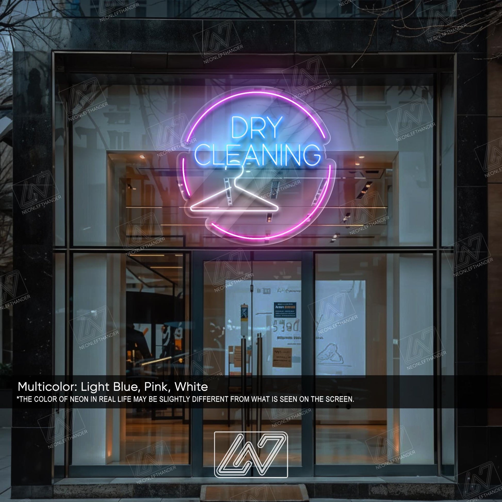 Dry Cleaning Neon Sign LED Light, Bright Laundry Service Wall Decor, Clothing Care Shop Window Sign, Modern Dry Cleaning Store LED Art