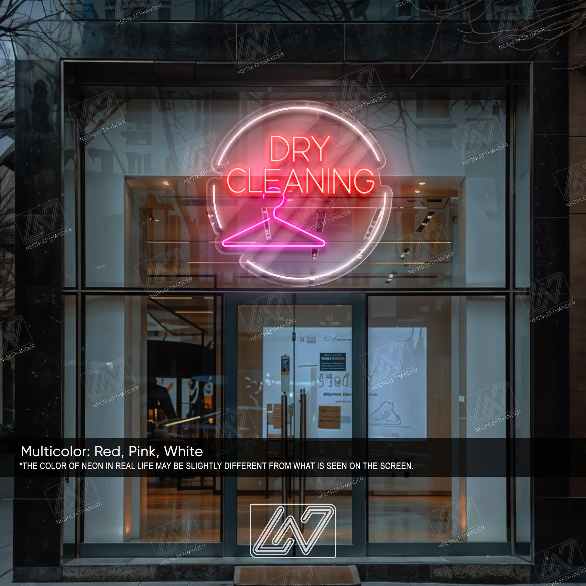 Dry Cleaning Neon Sign LED Light, Bright Laundry Service Wall Decor, Clothing Care Shop Window Sign, Modern Dry Cleaning Store LED Art