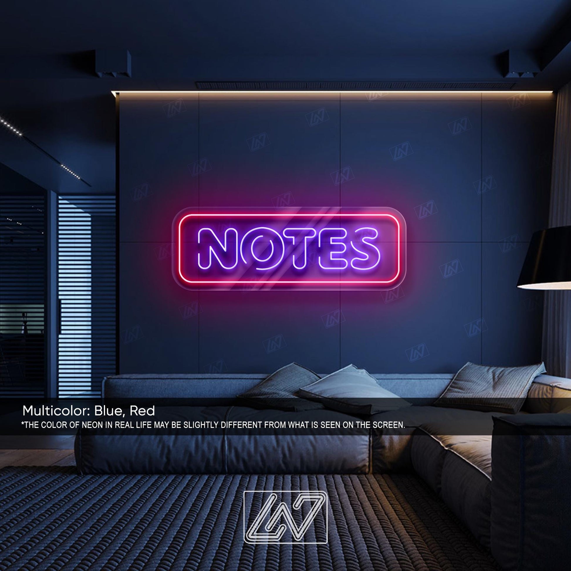 Noted LED Neon Sign Wall Light, Bold Minimalist Quote Decor for Office, Studio, Classroom or Creative Workspace Accent