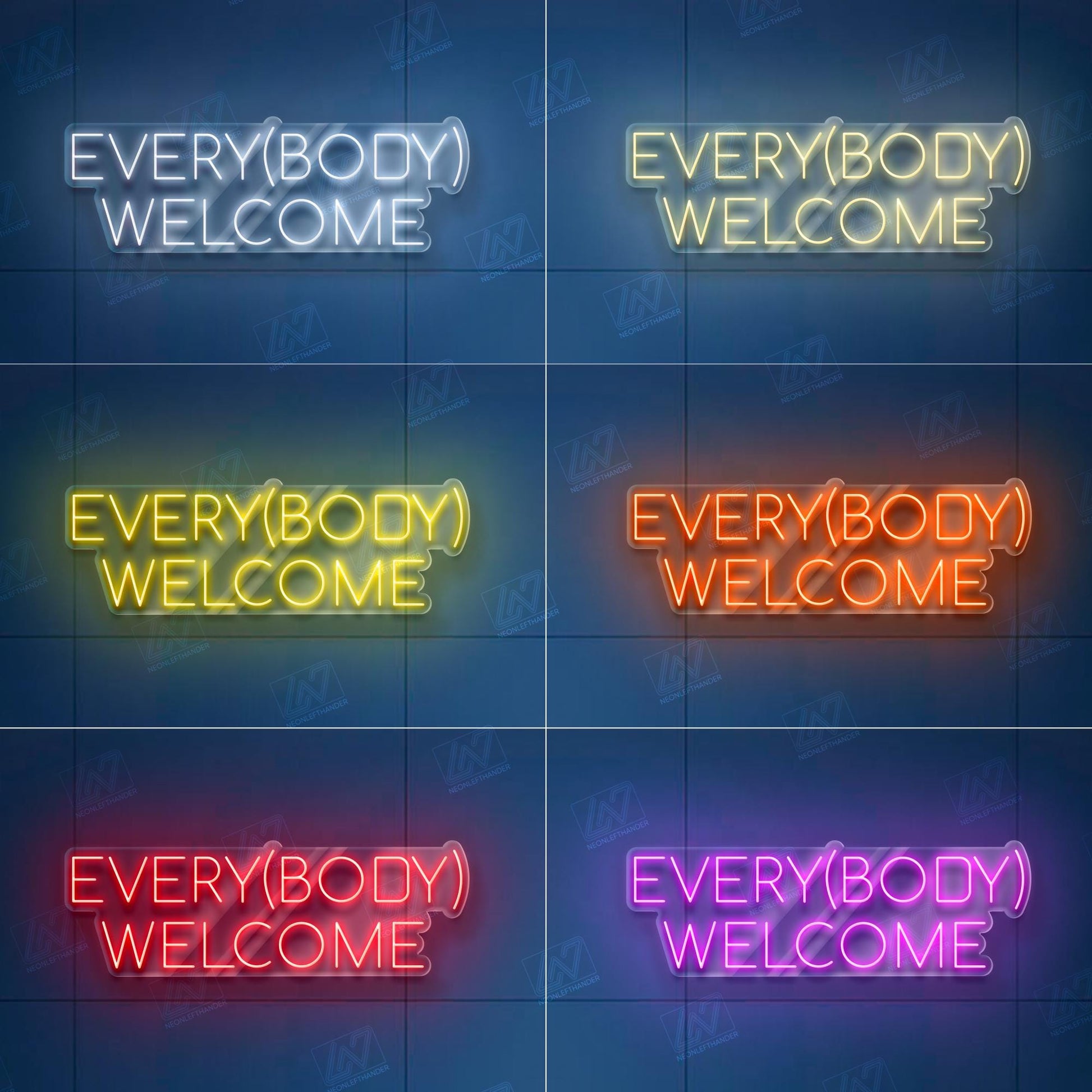 Every(body) Welcome Neon Sign LED Light, Inclusive Tattoo Studio Wall Decor, Body Positivity Sign for Ink Parlor or Creative Space