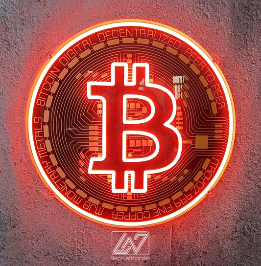 Bitcoin - LED Neon Sign with UV Print, Bedroom neon sign, Crypto neon sign, Neon Lights, Crypto