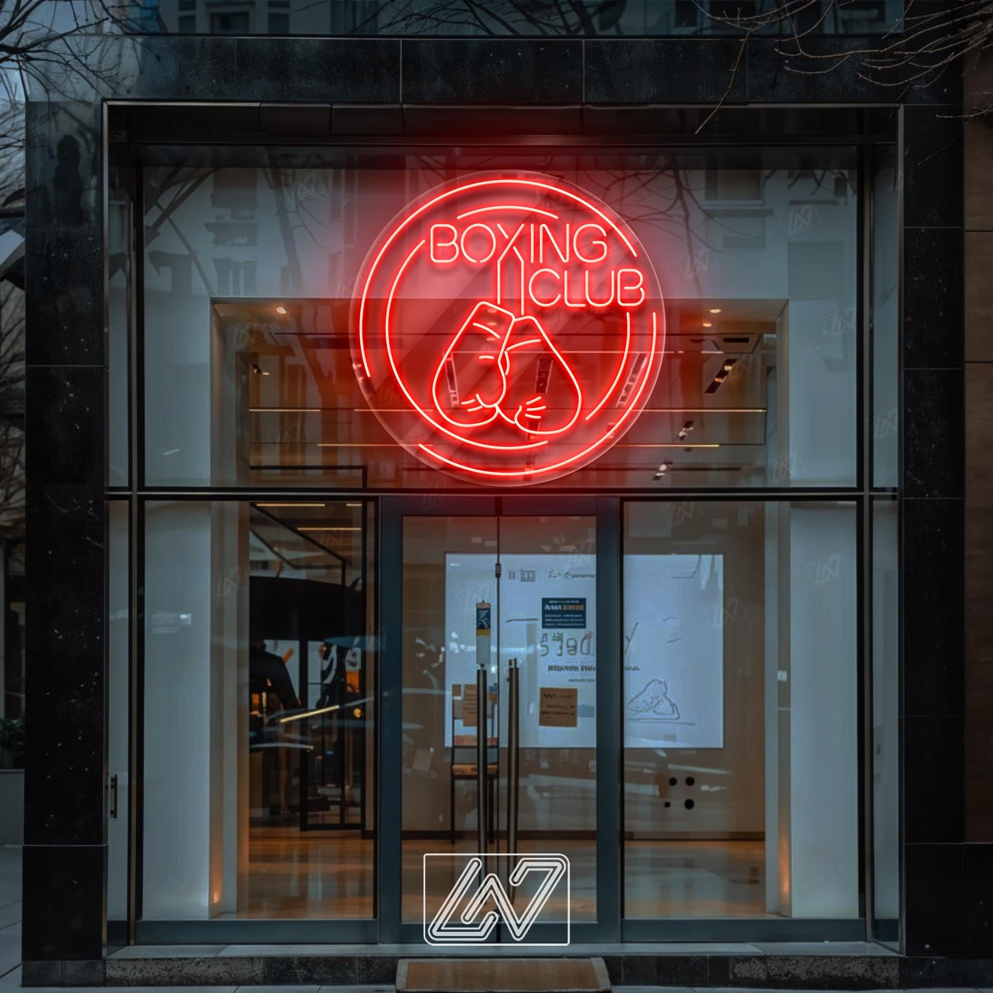 Boxing Club LED Neon Sign Wall Light, Bold Fight Gym Decor with UV Print, Punching Glove Art for Training Room or Fitness Studio