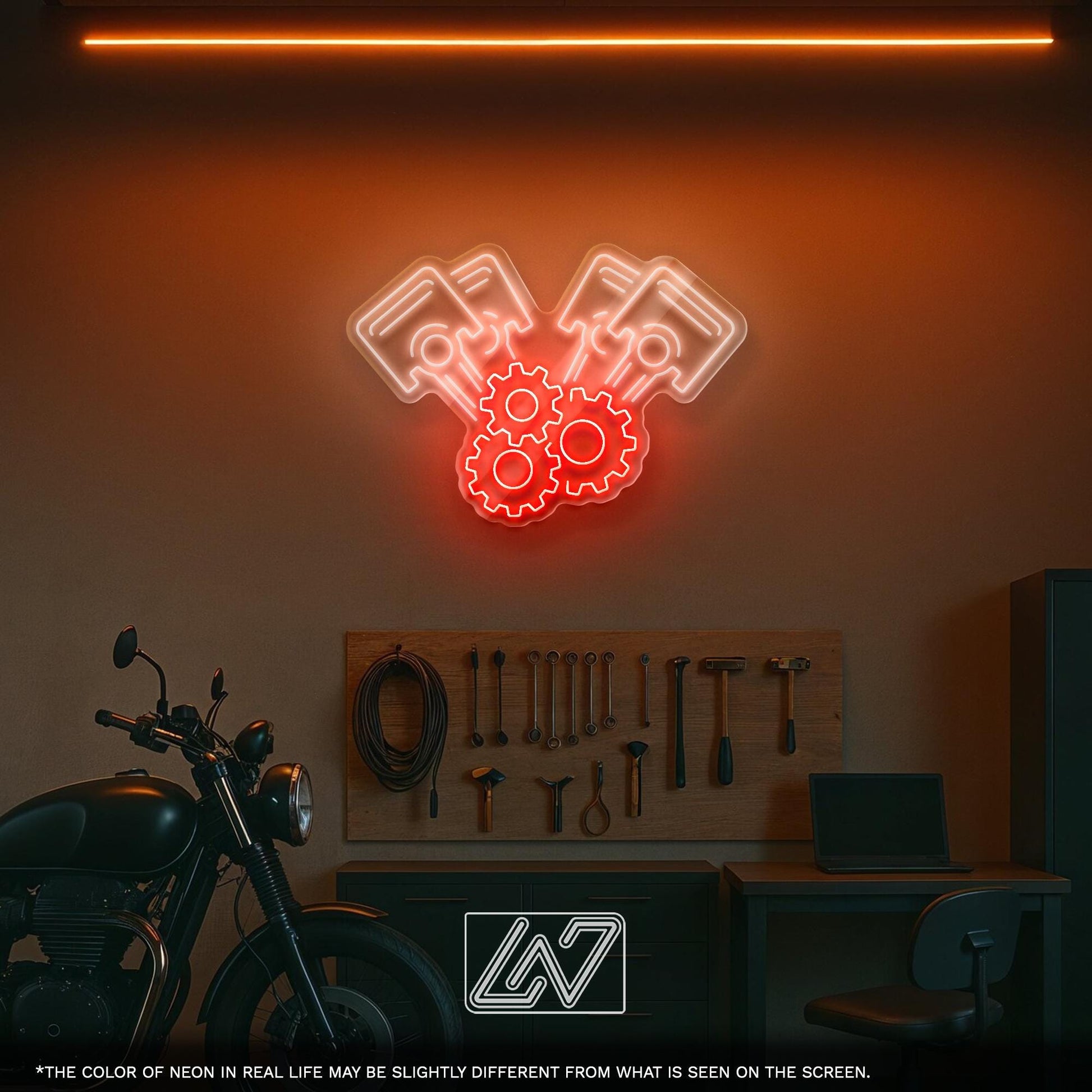 Engine Gears LED Neon Sign – Industrial Wall Light for Garage, Workshop or Man Cave, Perfect Gift for Mechanics and Car Enthusiasts