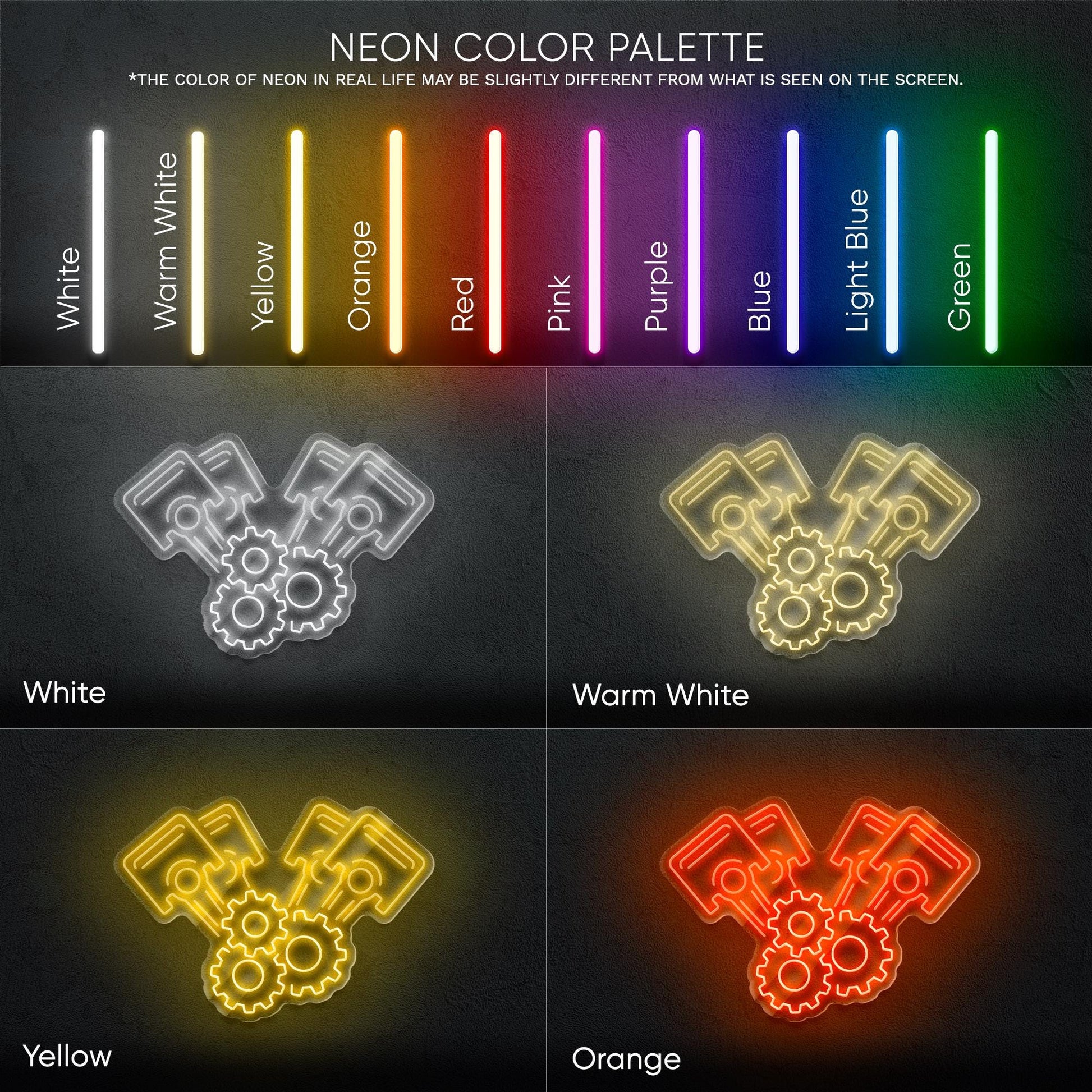 Engine Gears LED Neon Sign – Industrial Wall Light for Garage, Workshop or Man Cave, Perfect Gift for Mechanics and Car Enthusiasts