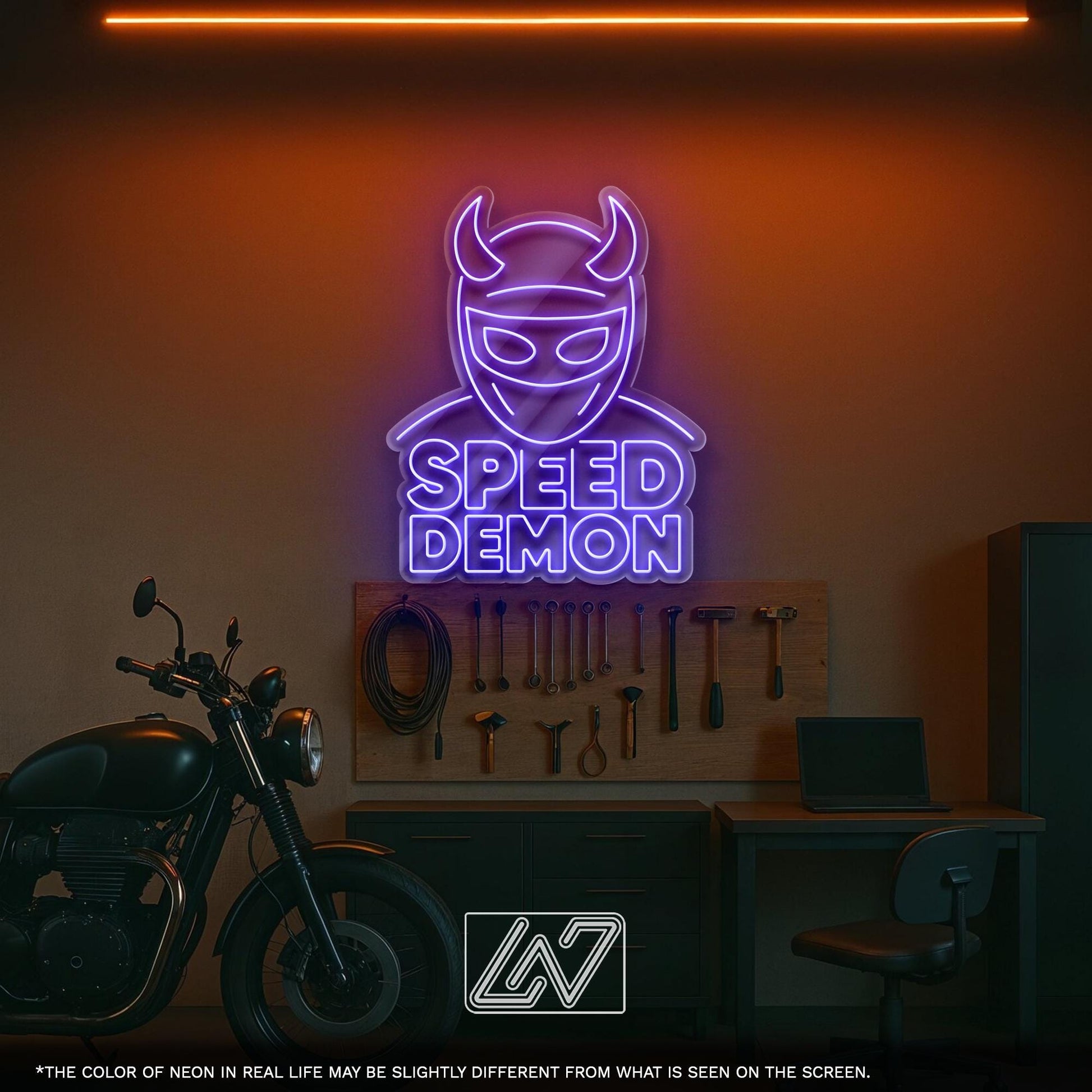 Speed Demon LED Neon Sign – Wall Light with Car Design for Garage, Man Cave or Racing Room, Perfect Gift for Drift Fans and Car Enthusiasts