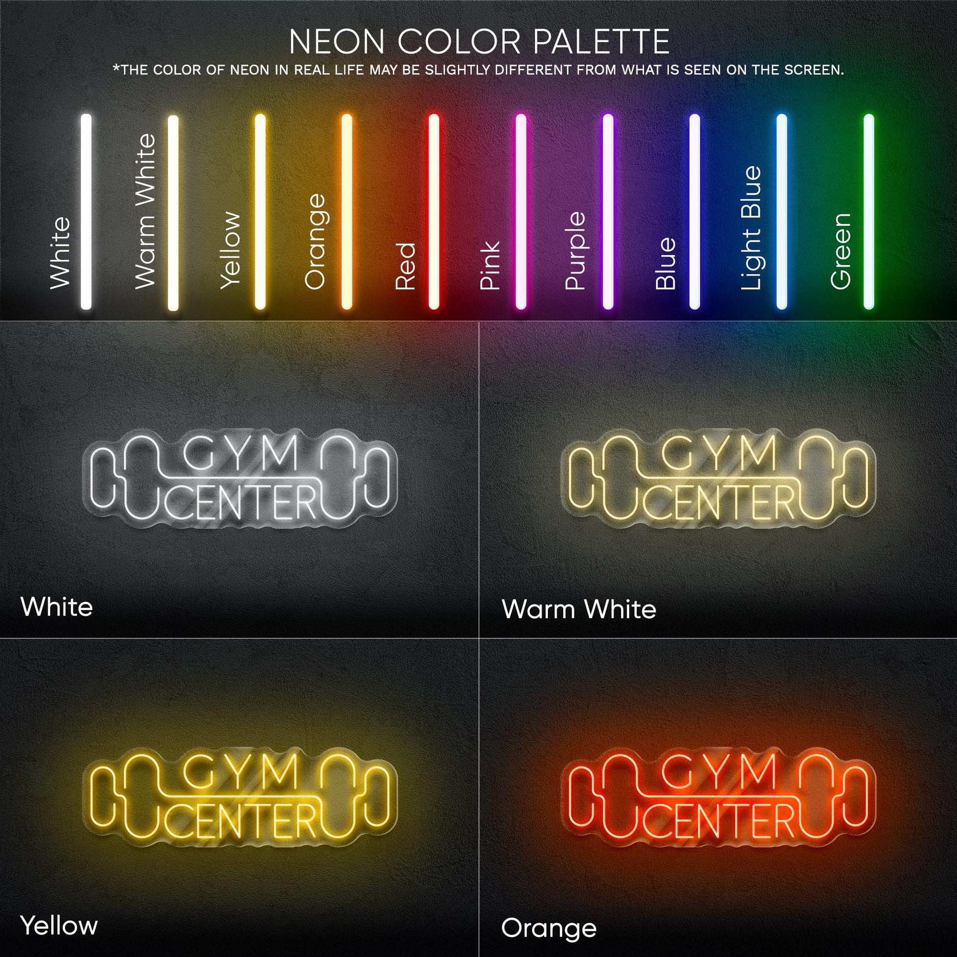 Gym Center LED Neon Sign – Modern Wall Light for Home Gym, Fitness Center or Studio, Perfect Gift for Trainers and Workout Enthusiasts