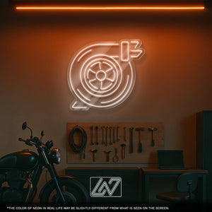 Turbo LED Neon Sign with Car Design – Wall Light for Garage, Auto Workshop or Man Cave, Perfect Gift for Car Lovers and Tuning Fans