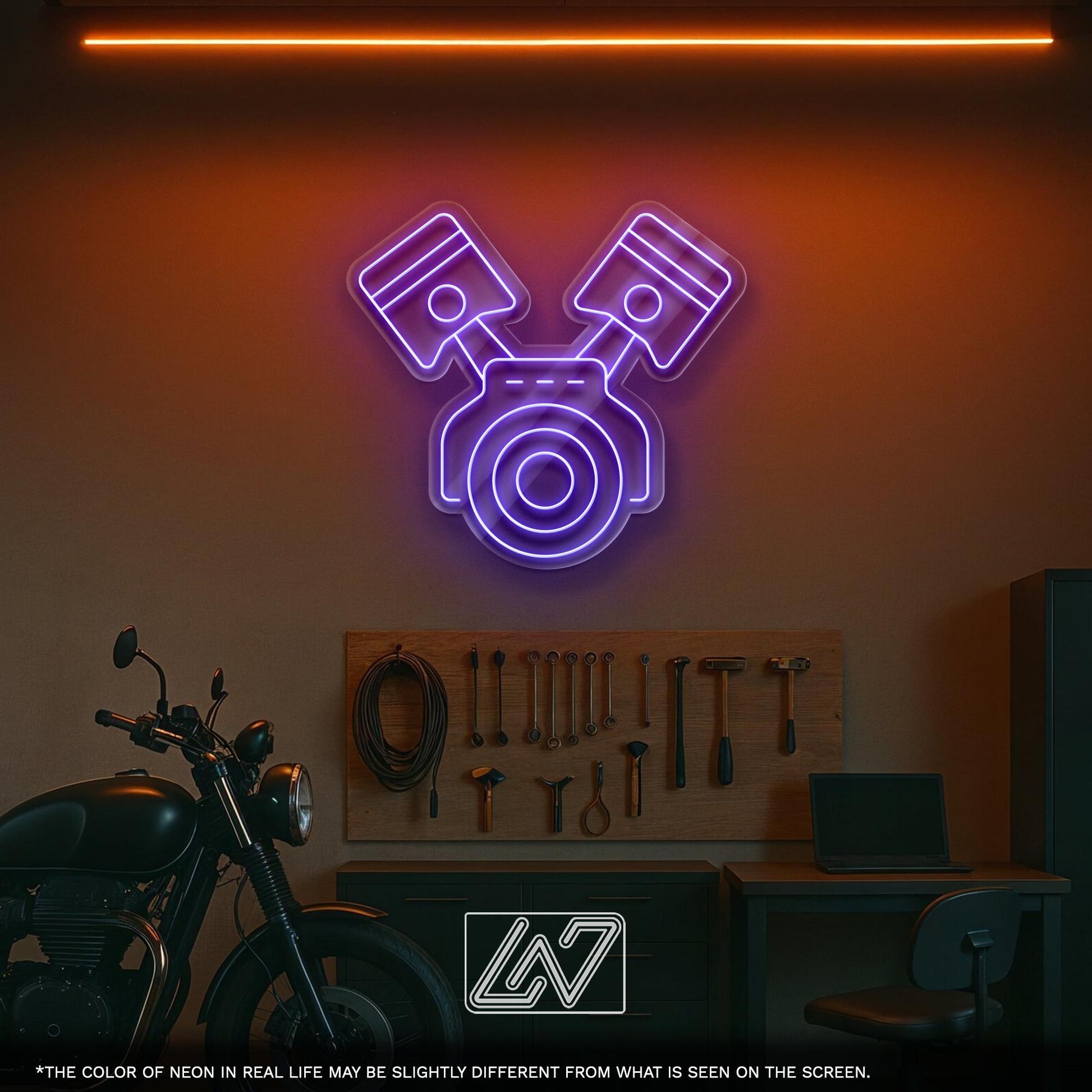 Engine LED Neon Sign with Car Design – Wall Light for Garage, Auto Workshop or Man Cave, Perfect Gift for Car Lovers and Tuning Fans