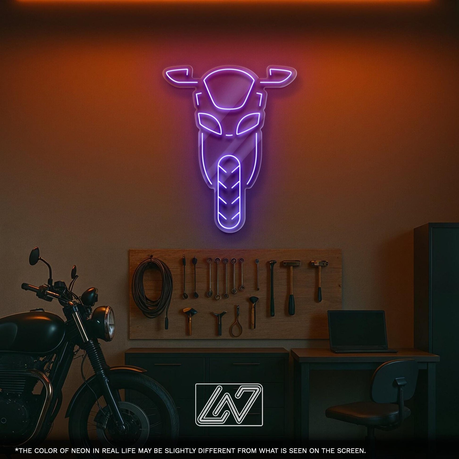 Motorbike LED Neon Sign - Wall Light with Motorcycle Design for Garage, Man Cave or Studio, Perfect Gift for Bikers and Moto Enthusiasts