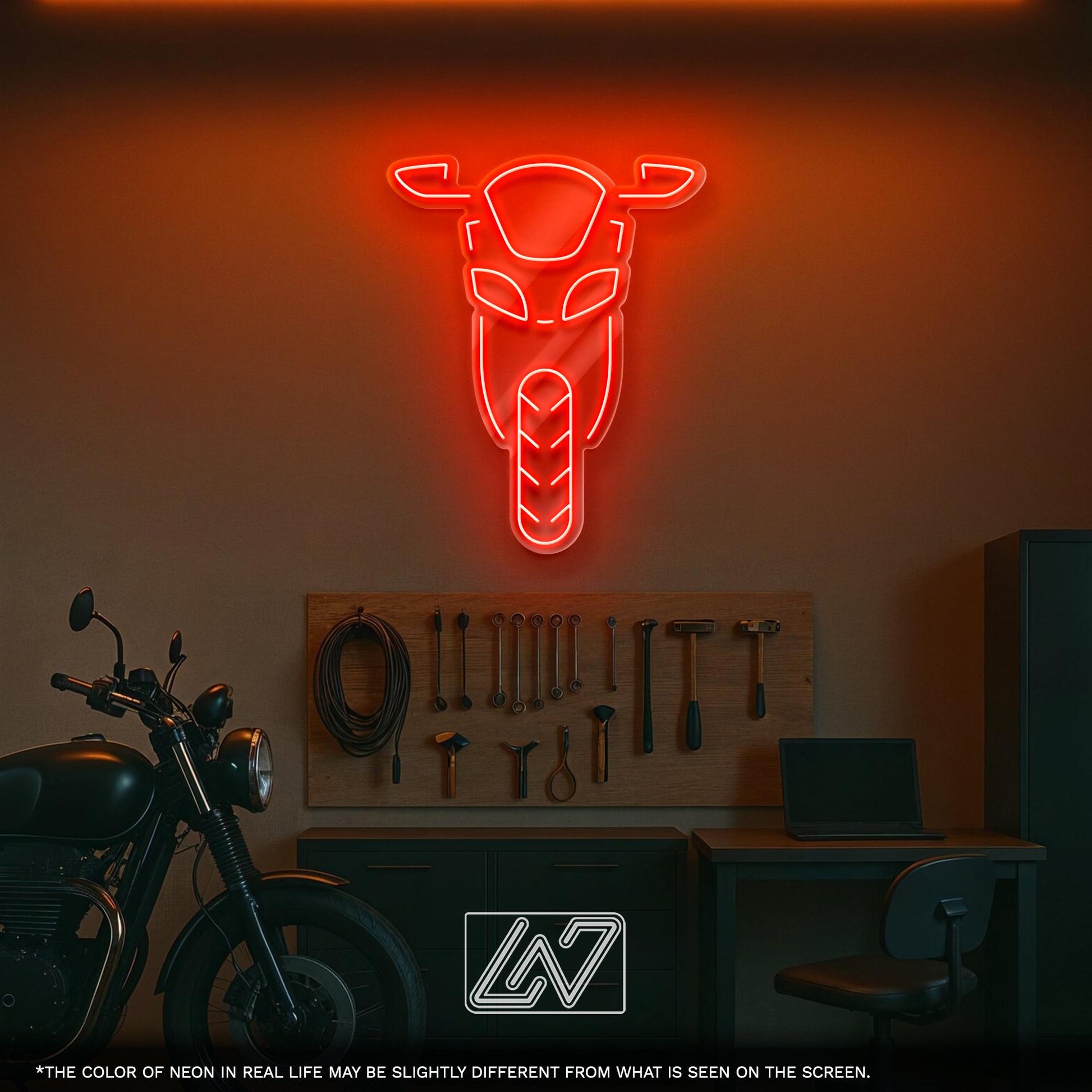 Motorbike LED Neon Sign - Wall Light with Motorcycle Design for Garage, Man Cave or Studio, Perfect Gift for Bikers and Moto Enthusiasts