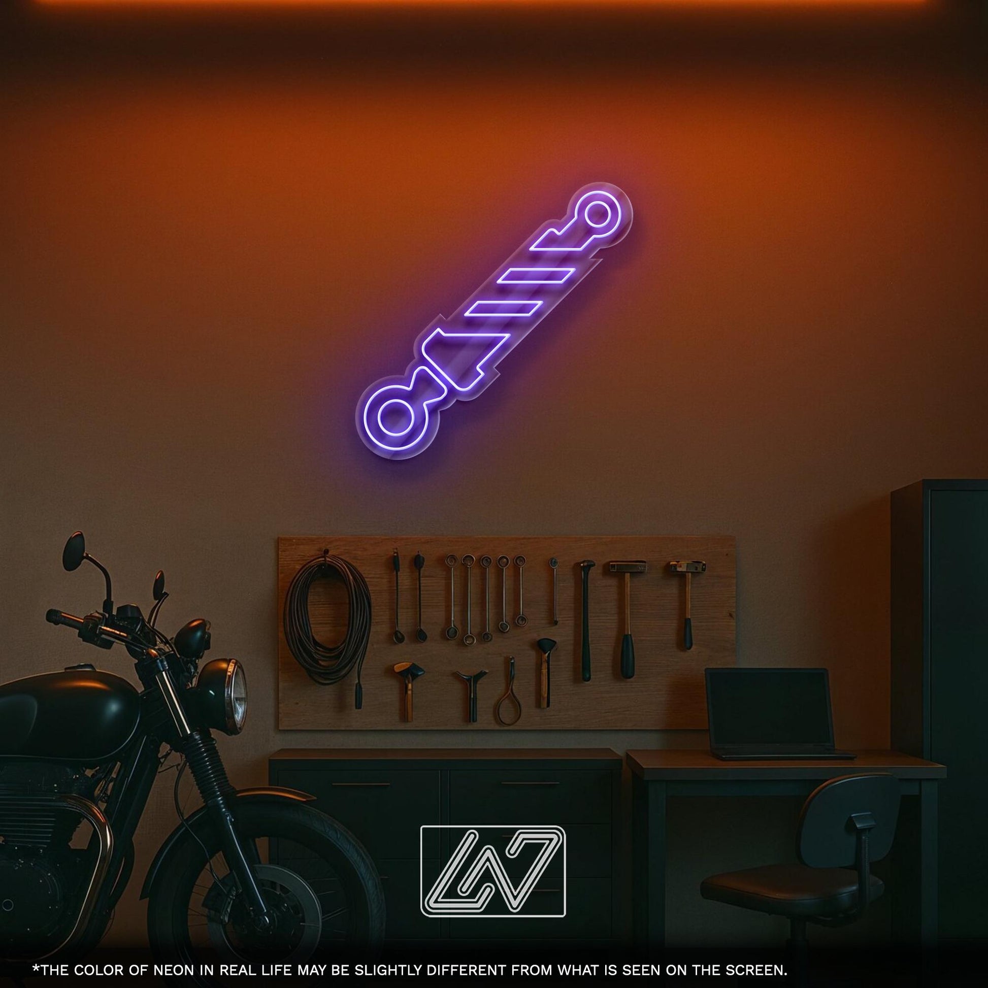Shock Absorber - LED Neon Sign with Suspension Design for Garage, Auto Shop or Man Cave, Perfect Gift for Mechanics and Car Enthusiasts
