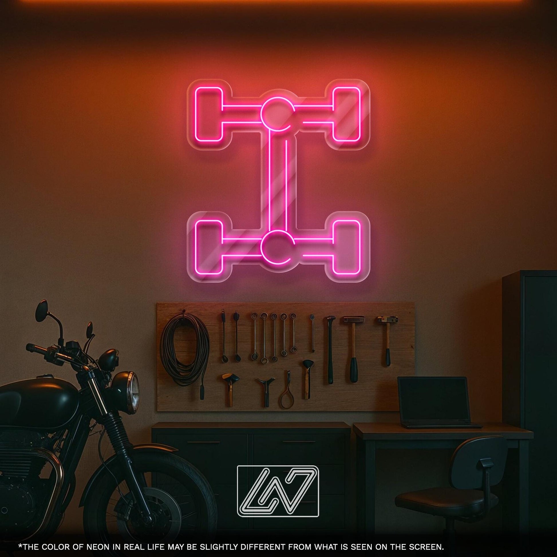 Car Suspension LED Neon Sign – Decorative Wall Light for Garage, Workshop or Auto Zone, Great Gift for Car Tuners and Mechanics