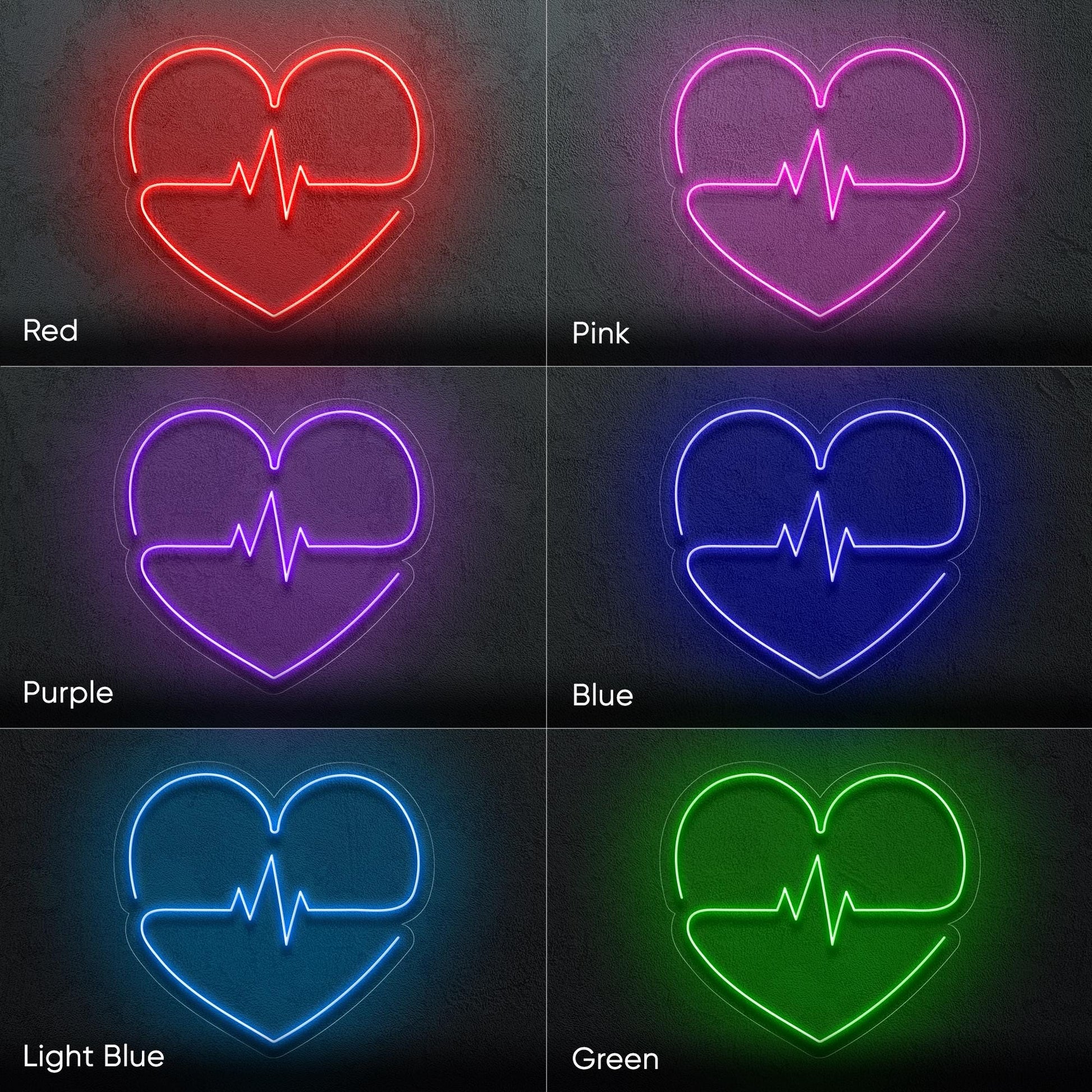 Heartbeat Neon Sign - LED Light with Heart and Pulse Design for Bedroom, Gym or Clinic Decor, Perfect Gift for Doctors and Fitness Lovers