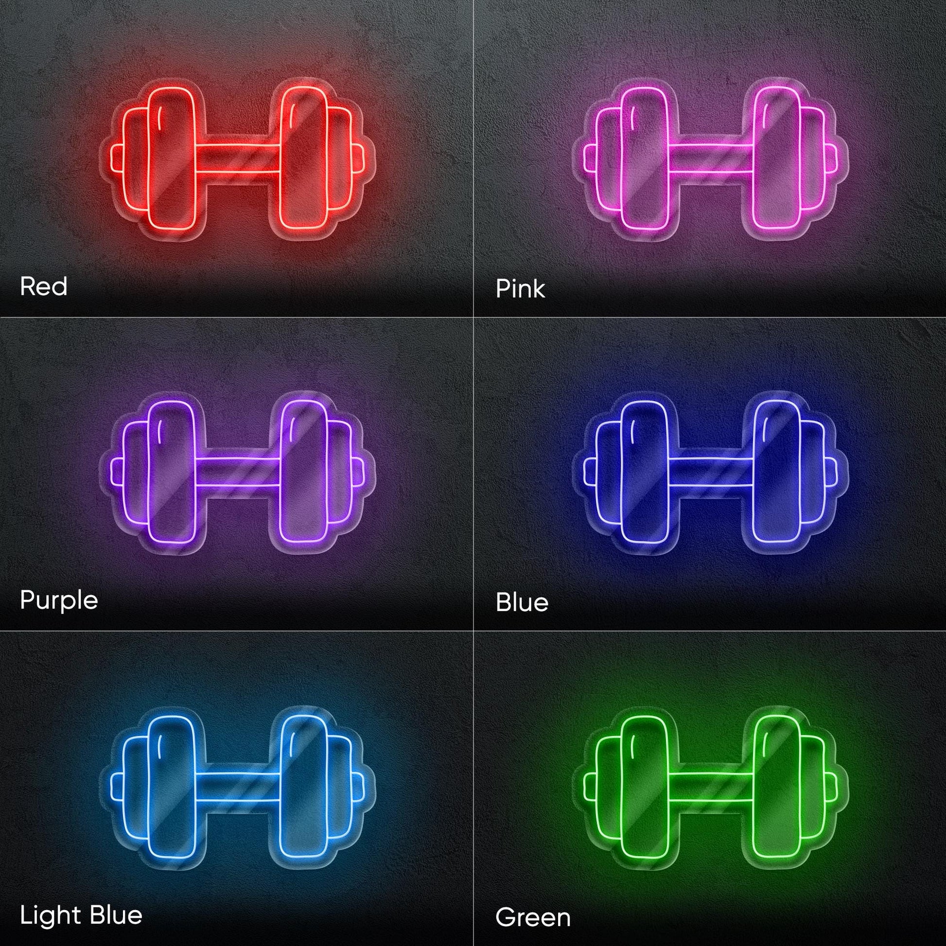 Dumbbell LED Neon Sign - Modern Gym Wall Light for Home Workout Room, Fitness Studio or Gym – Gift Idea for Athletes and Bodybuilders