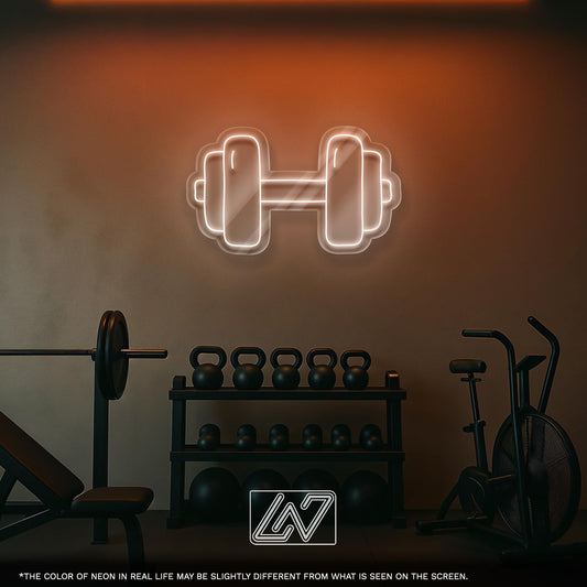 Dumbbell LED Neon Sign - Modern Gym Wall Light for Home Workout Room, Fitness Studio or Gym – Gift Idea for Athletes and Bodybuilders