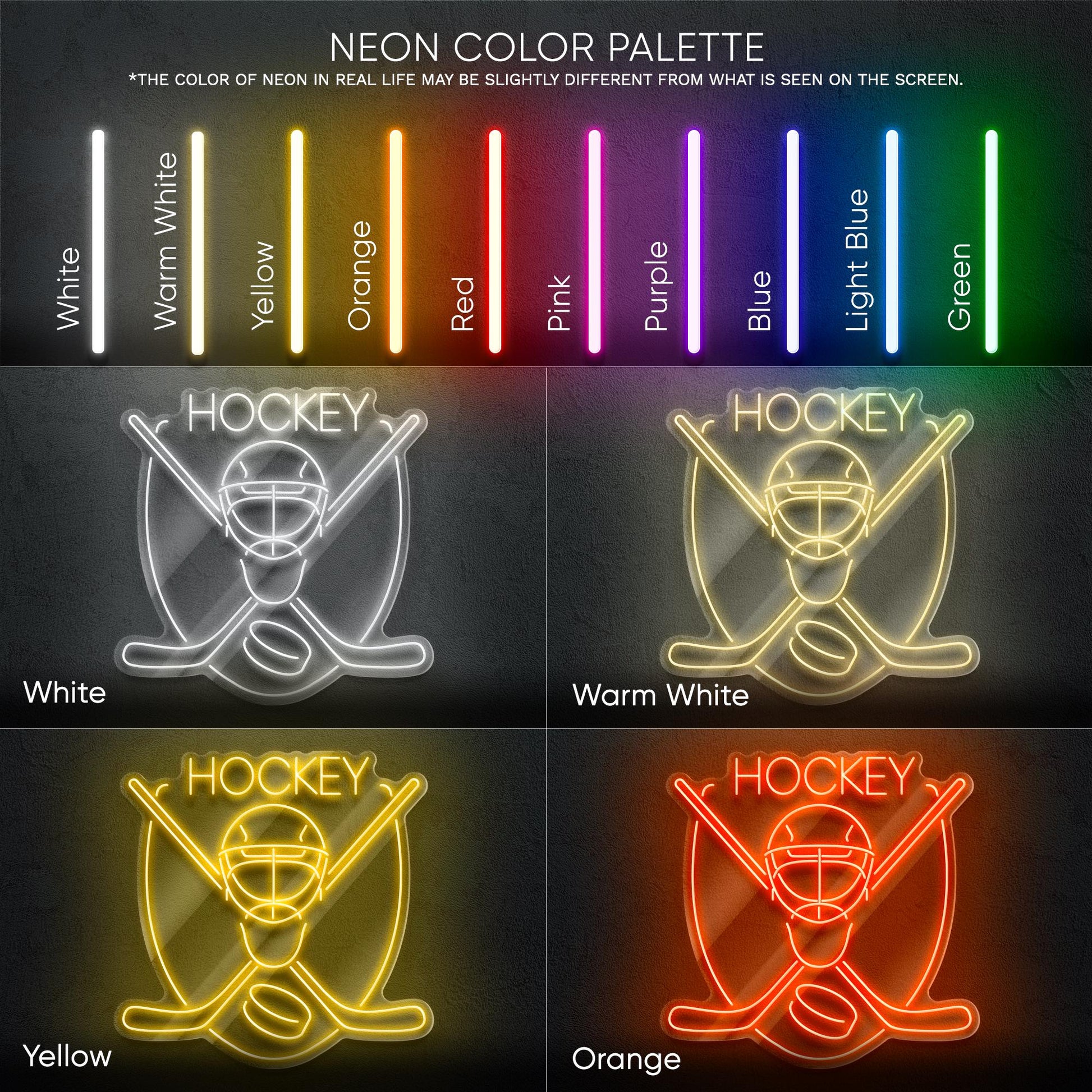 Hockey LED Neon Sign – Wall Light with Player Design for Game Room, Sports Bar or Teen Bedroom, Perfect Gift for Hockey Fans and Athletes