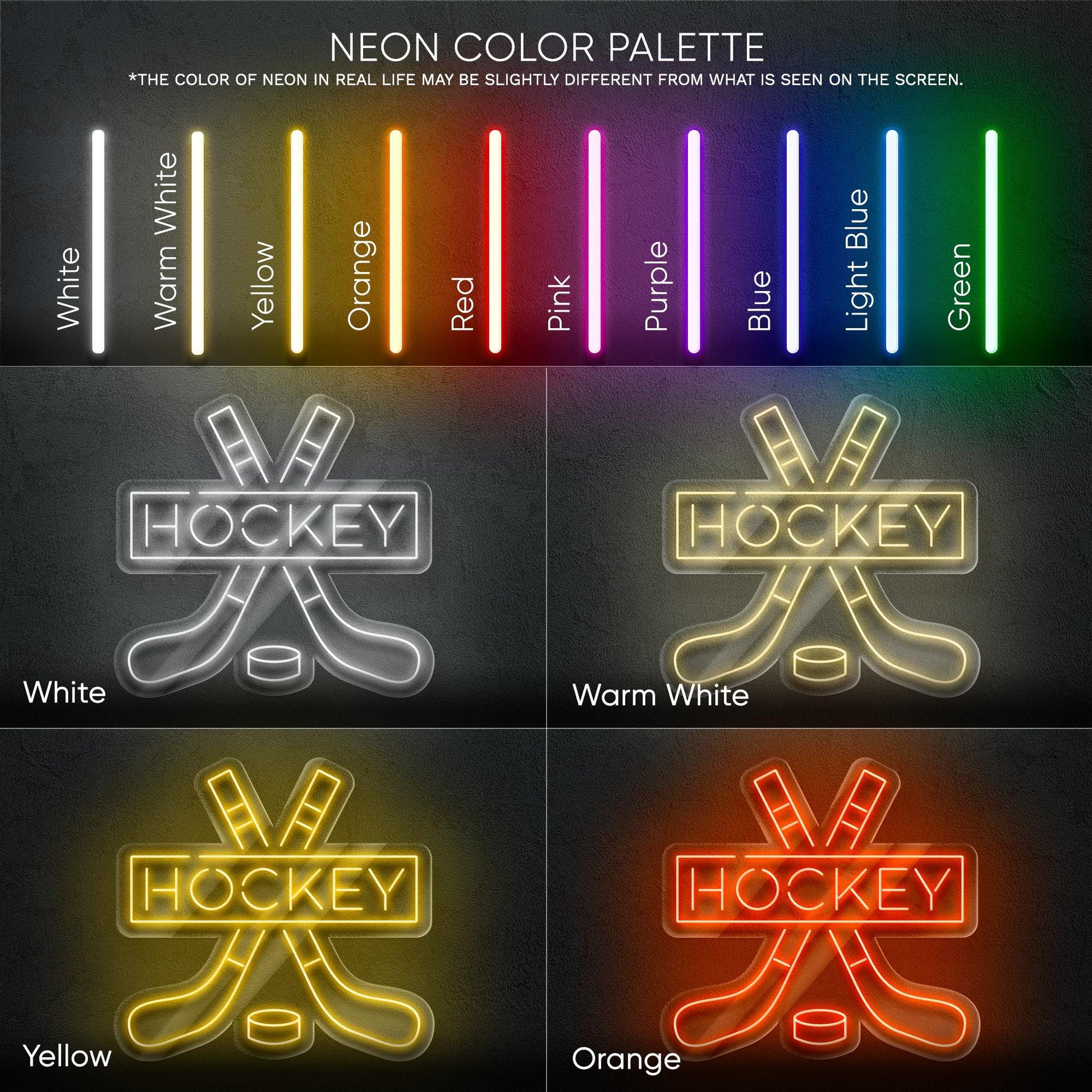 Hockey LED Neon Sign – Wall Light with Player Design for Game Room, Sports Bar or Teen Bedroom, Perfect Gift for Hockey Fans and Athletes