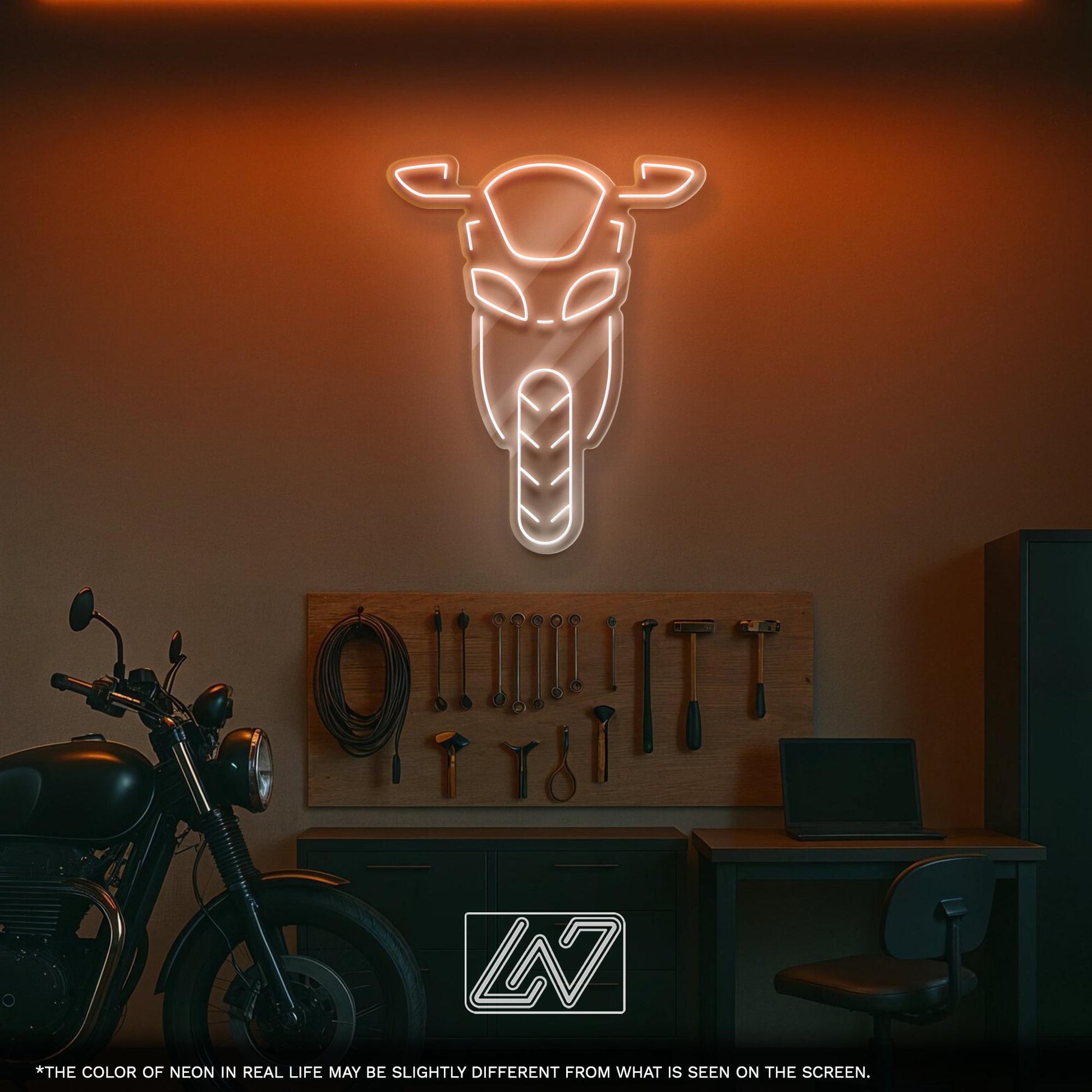 Motorbike LED Neon Sign - Wall Light with Motorcycle Design for Garage, Man Cave or Studio, Perfect Gift for Bikers and Moto Enthusiasts
