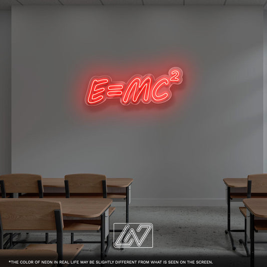E=mc2 LED Neon Sign - Equation Wall Light for Science Lovers, Office, Lab, Classroom or Modern Home, Perfect Gift for Physics Fans