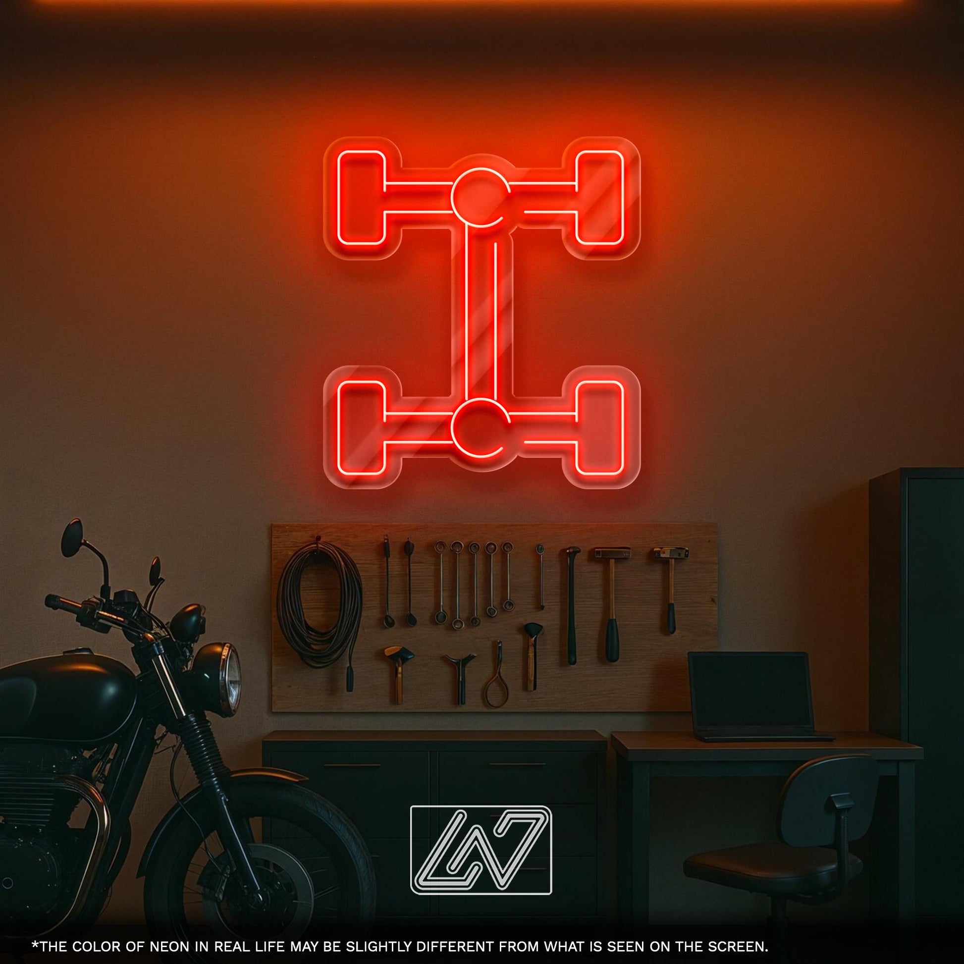 Car Suspension LED Neon Sign – Decorative Wall Light for Garage, Workshop or Auto Zone, Great Gift for Car Tuners and Mechanics