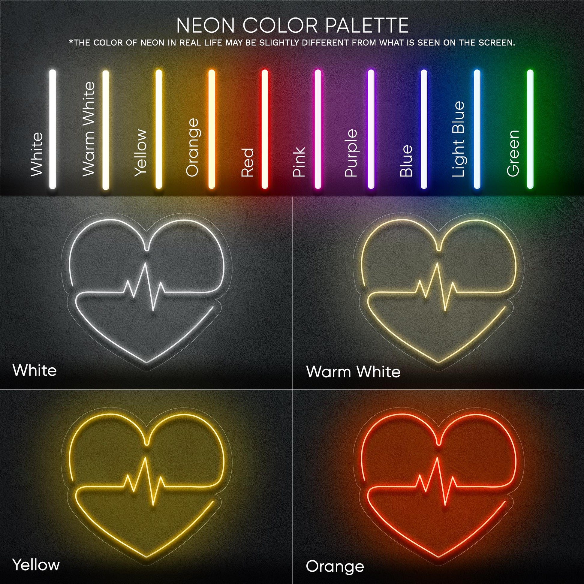 Heartbeat Neon Sign - LED Light with Heart and Pulse Design for Bedroom, Gym or Clinic Decor, Perfect Gift for Doctors and Fitness Lovers