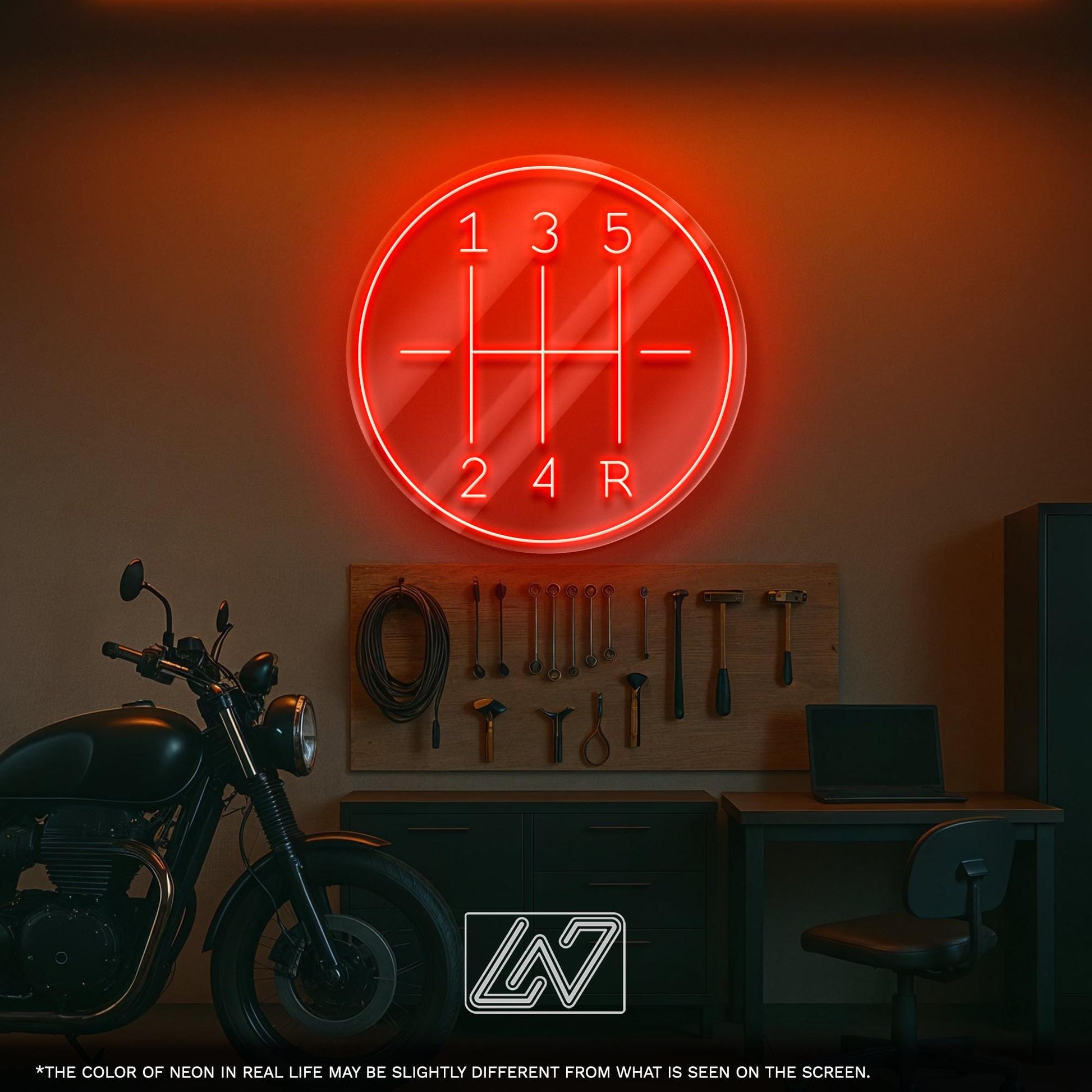 Gear Transmission LED Neon Sign – Industrial Style Light for Garage, Auto Shop, Man Cave or Workshop, Great Gift for Car and Mechanic Lovers